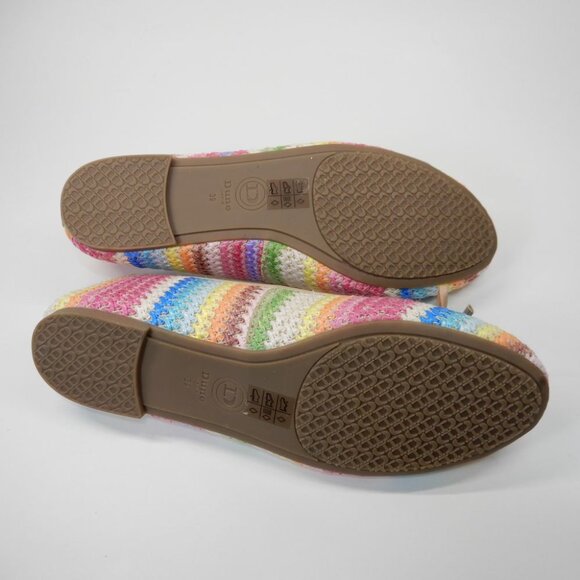 DUNE LONDON Hallo Ballet Flats Size 9 Tan Multi Stripe Charm Bow Detail NEW - Picture 9 of 12